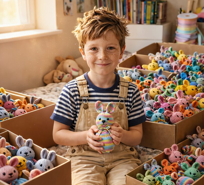 Mijn kleinzoon veranderde de truien van zijn overleden moeder in paascadeaus voor zieke kinderen — en één wreed moment veranderde alles